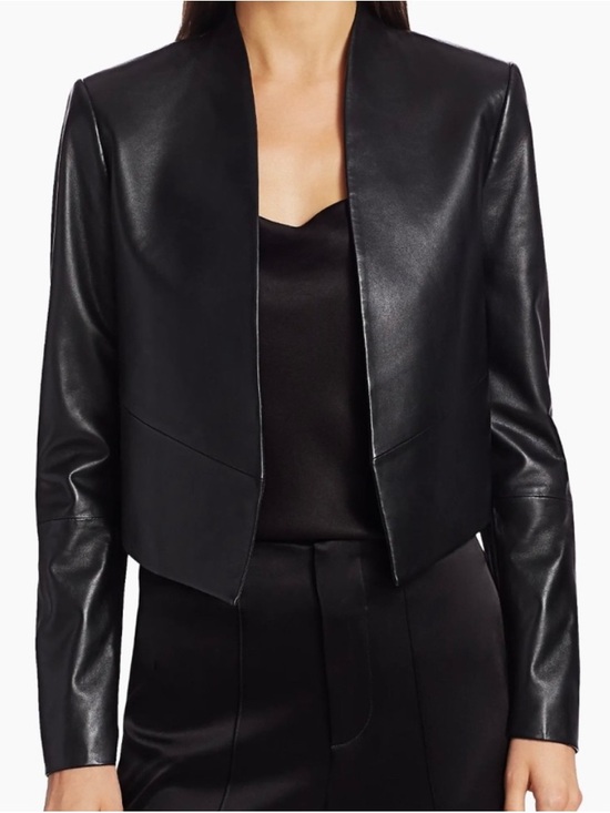 Alice + Olivia Jackets & Blazers - Alice + Olivia black open front Harvey Leather Blazer coat